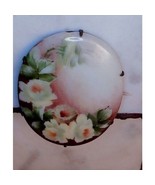 Antique Victorian Painted Porcelain Flower Brooch - $40.67