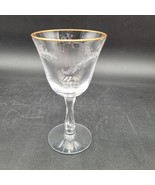 Rare Fostoria Etch GOLDEN LACE 5&quot; Wine Glass Gold Trim Discontinued - $217.74 MXN