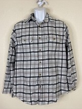 Goodfellow &amp; Co Men Size M Gray Plaid Knit Button Up Shirt Long Sleeve - £4.95 GBP