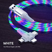 3in1 Flow Luminous Lighting usb cable for iPhone 13 12 11 Pro 3 in 1 2in1 LED Mi - £5.86 GBP