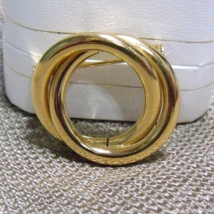 Vintage Gold Tone Double Circle Pin ~ Lapel, Collar or Scarf Pin - £10.16 GBP