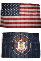 3x5 3&#39;x5&#39; Wholesale Lot Combo: USA American w/ State of Utah Flag - £7.89 GBP