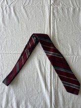 Vintage Boston Hunt men&#39;s Necktie Burgundy/white-Blue Striped With Foot ... - $13.09