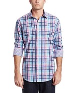 BUGATCHI Uomo RS3214L22S Shaped Fit Check Button Shirt Blue / Pink ( S ) - $140.56 CAD