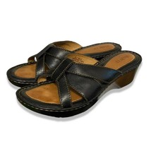 BRAND NEW Women&#39;s BORN Brown Leather Strappy Slip On Slide Wedge Sandals... - $465.81 MXN