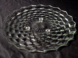 Vintage FOSTORIA AMERICAN 12.5&quot; Crystal Clear Footed CUBIST Cake Sandwic... - $25.40 CAD