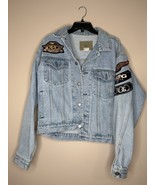 Vtg Gap Denim Jacket Men Medium Blue Patches Biker Trucker Retro Y2K Grunge - $75.00