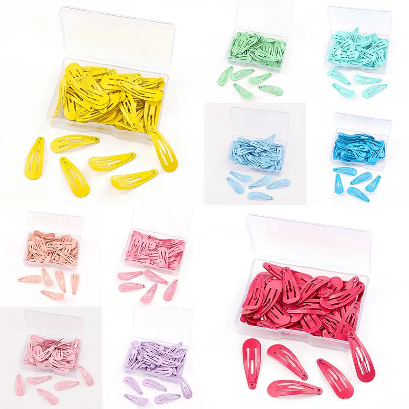 Play 50Pcs/Box Snap Hair Clips For Baby Girls Candy Color Play Hairpins Metal Ha - £23.18 GBP