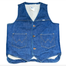 Vintage Wrangler Denim Vest &quot;No-Fault&quot; Sherpa Fleece  w/ Sanfor-Set Men&#39;s Medium - £31.96 GBP