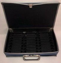 Service Mfg Co Bright Blue 24 Cassette Carrying Case-VINTAGE RARE-SHIPS N 24 Hr - £31.05 GBP