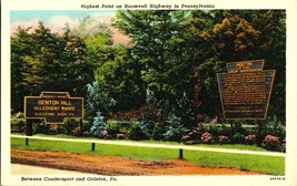 Vintage Postcard Denton Hill Highest Point Roosevelt Highway Pennsylvani... - $5.99