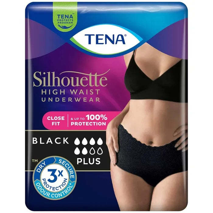 TENA Silhouette Incontinence Pants Plus High Waist Black Large - Pack of 8 - $14.11
