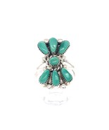 Bill and Lou Zuni Sterling Silver Turquoise Cluster Ring Size 6.75 - $136.43 CAD