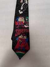 Looney Tunes Mens Tie Super Taz Mania Super Man Black Classic Polyester - £6.26 GBP