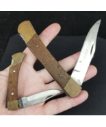 vintage wood lockback pocket knife lot x2 - $56.24 CAD