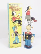 Linemar Juggling Popeye &amp; Olive Oyl Tin Wind Up Toy with Reproduction Box - $2,106.99