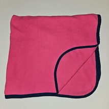 Gerber Hot Pink Waffle Knit Cotton Thermal Baby Blanket Navy Blue Trim 25x28 SRH - £31.54 GBP