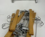 10 Pack 14" Natural Wooden Hangers Skirt Pants Clothes Hangers with Clip... - $34.64