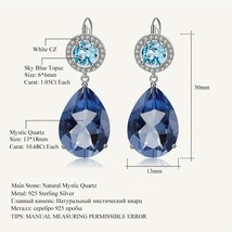 Natural Blue Mystic Quartz Topaz Pear Earrings 925 Sterling Silver Classic Drop  - $105.92