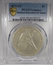 Rare 1872-CC Pcgs Genuine Xf Details Seated Silver Dollar AM856 - £7,872.58 GBP