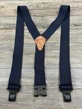 Perry Suspenders Work Suspender Men&#39;s 2&quot; Elastic Navy Blue Solid Made In USA - £10.86 GBP