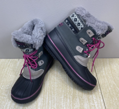 London Fog Tottenham Gray Sherpa Lined Winter Snow Boots Girls/Women’s Size 4 - £14.91 GBP