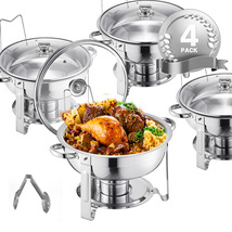 VEVOR 4pcs Chafing Dish Buffet Set, 5 Qt, Stainless Steel Chafer, Full S... - $103.99