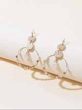 Gold Hoop Pearl Drop Earrings Beaded NWOT - £7.68 GBP
