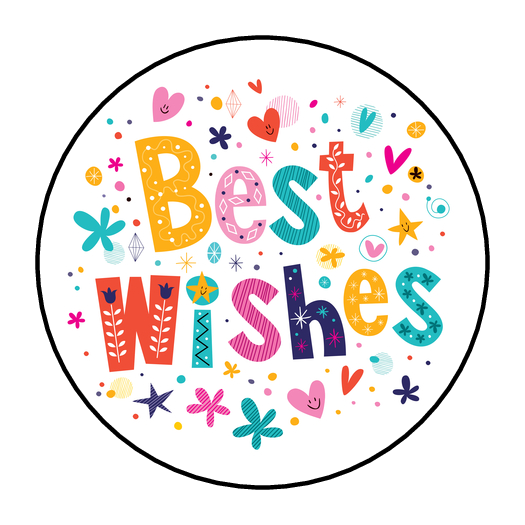 30 BEST WISHES ENVELOPE SEALS LABELS STICKERS 1.5" ROUND FAVORS