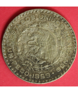 1959 Mexico Un 1 Peso .10 Silver Coin Morelos Estados Unidos Mexicanos G... - $19.52 CAD