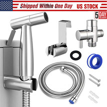 Toilet Bidet Sprayer Set Kit Stainless Steel Handheld Faucet Spray For Bathroom - £25.57 GBP