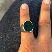 Natural Bloodstone Signet Ring 925 Sterling Silver Jewelry Christmas Gift Ring - £47.00 GBP