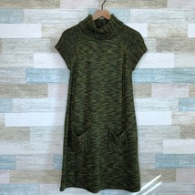 Calvin Klein Turtleneck Swing Sweater Dress Green Marled Womens Small Me... - $24.74