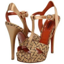 $745 Missoni UM054_G T-Strap Platform Sandals, Nude 8.5US/39.5EU/6.5AU - £108.07 GBP