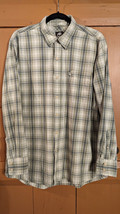 Timberland Mens L Green White Plaid Check Long Sleeve Casual Button Up S... - $14.50