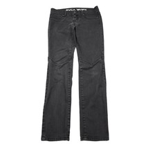 RVCA Pants Womens 27 Black Low Rise Single Row Button Straight Leg Denim Jeans - £20.10 GBP