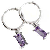 Anyco Earrings Sterling Silver Light Purple Geometric Square 6 Colors Hanging  - £17.47 GBP