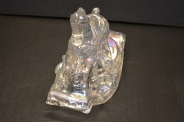 VTG Taiwan R.O.C. Iridescent Glass Christmas Toys Rocking Horse Candle Holder  - £12.37 GBP