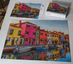 Colorful Venice 1000 pc Jigsaw Puzzle Canal Houses Boats + Poster 28 by 20 Inche - £7.99 GBP