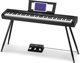 Starfavor 88 Key Full-Weighted Digital Piano, Electric Piano, Retro Matte Black - $597.93