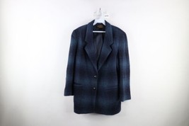 Vintage 90s Eddie Bauer Womens Medium Lined Wool Tweed Blazer Jacket Coat Plaid - £47.44 GBP