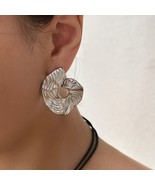 Unique Twisted Wavy Hoop Swirl Earrings Spiral Hoop Earrings Textured Ge... - $19.59