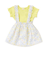 Wonder Nation Baby &amp; Toddler Short Sleeve Pinafore Dress, 2-Piece Outfit Set - £11.77 GBP