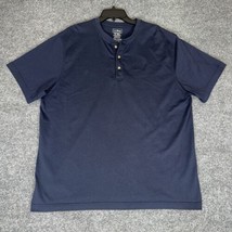 LL Bean Henley Shirt Mens XL Navy Blue Solid Short Sleeve Casual Cotton ... - £13.53 GBP