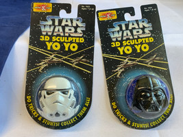 1994 Lucasfilm Star Wars 3D Sculpted Yo Yo Lot Stormtrooper &amp; Darth Vader Toys - £23.64 GBP