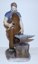 LARGE BING &amp; GRONDAHL PORCELAIN #2225 BLACKSMITH WORKING THE ANVIL 11&quot; F... - £241.12 GBP