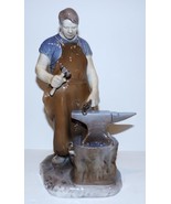 LARGE BING &amp; GRONDAHL PORCELAIN #2225 BLACKSMITH WORKING THE ANVIL 11&quot; F... - $346.49