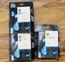 HP Ink Cartridge C4838A Yellow &amp; 2-C4836A Cyan Printer Ink New Sealed EX... - $23.75