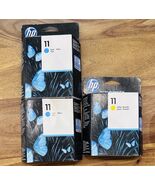 HP Ink Cartridge C4838A Yellow &amp; 2-C4836A Cyan Printer Ink New Sealed EX... - $23.75