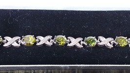 Vintage 1990 Green Peridot Sterling Silver 925 Bracelet 7 inch long - Ha... - £104.90 GBP